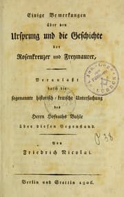 Tapa de Einige Bemerkungen ©ơber den Ursprung und die Geschichte der Rosenkreuzer und Freymaurer, veranlasst durch die sogenannte historisch-kritische Untersuchung des Herrn Hofraths Buhle ©ơber diesen Gegenstand