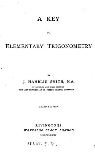 Tapa de A key to Elementary trigonometry