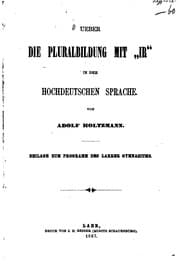 Tapa de Ueber die Pluralbildung mit "ir" in der hochdeutschen Sprache