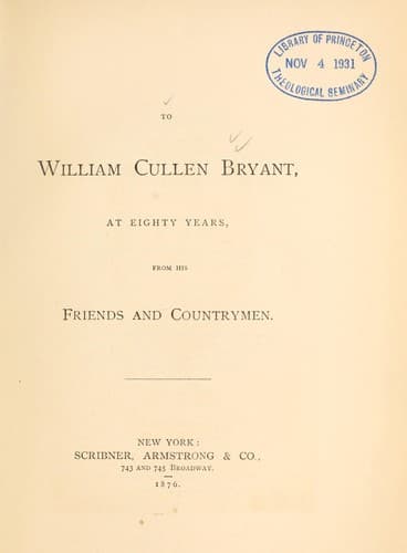 Tapa de To William Cullen Bryant, at eighty years