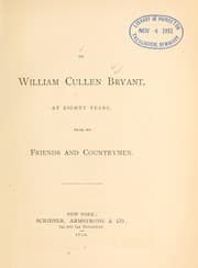 Tapa de To William Cullen Bryant, at eighty years