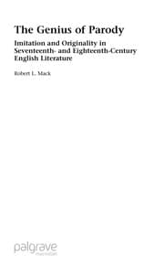 Tapa de GENIUS OF PARODY: IMITATION AND ORIGINALITY IN SEVENTEENTH- AND EIGHTEENTH-CENTURY ENGLISH LITERATURE