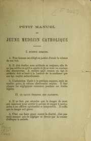 Tapa de Petit manuel du jeune medecin catholique