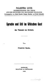 Tapa de Sprache und Stil im Wälschen Gast des Thomassin von Circlaria