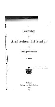 Tapa de Geschichte der Arabischen Litteratur 1898- 1902