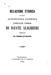 Tapa de Relazione storica sulla avventurosa scoperta delle ossa di Dante Alighieri