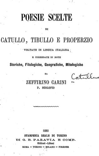Tapa de Poesie scelte di Catullo, Tibullo e Properzio