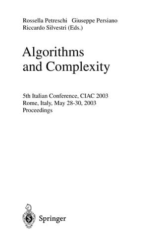 Tapa de Algorithms and complexity