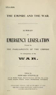 Tapa de Summary of emergency legislation passed by the parliaments of the Empire in consequence of the war