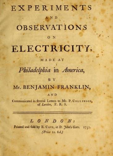 Tapa de Experiments and observations on electricity