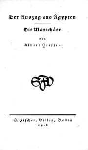Tapa de Der Auszug aus Ägypten ; Die Manichäer