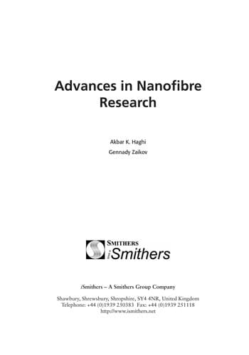 Tapa de Advances in nanofibre research
