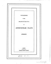 Tapa de Catalogue of the Manuscripts at Ashburnham Place