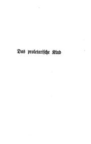 Tapa de Das Proletarische Kind, Eine Monographic