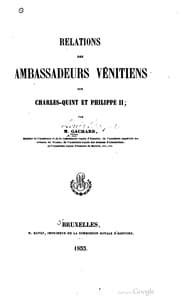 Tapa de Relations des ambassadeurs vénitiens sur Charles-Quint et Philippe II