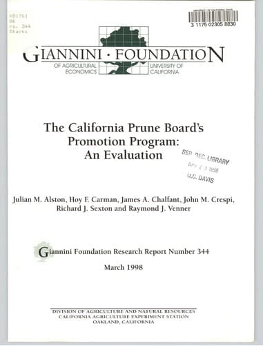 Tapa de The California Prune Board's promotion program