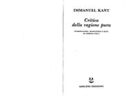 Tapa de Critica della ragione pura