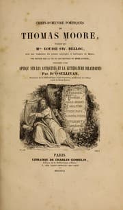 Tapa de Chefs-d'œuvre poétiques de Thomas Moore