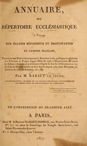 Tapa de Annuaire, ou re pertoire eccle siastique