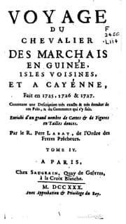 Tapa de Voyage du chevalier Des Marchais en Guinée, isles voisines, et à Cayenne, fait en 1725, 1726 & 1727