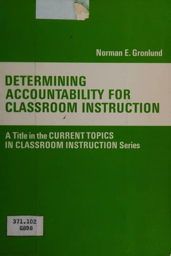 Tapa de Determining accountability for classroom instruction