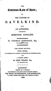 Tapa de The Common Law of Kent: Or, The Customs of Gavelkind. With an Appendix Concerning Borough English