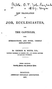 Tapa de A New Translation of Job, Ecclesiastes and the Canticles: With Introductions, and Notes, Chiefly ..