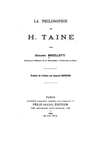 Tapa de La philosophie de H. Taine