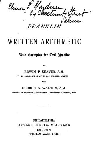 Tapa de The Franklin Written Arithmetic, with Examples for Oral Practice
