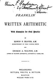 Tapa de The Franklin Written Arithmetic, with Examples for Oral Practice