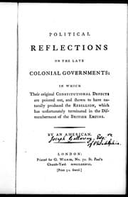 Tapa de Political reflections on the late colonial governments