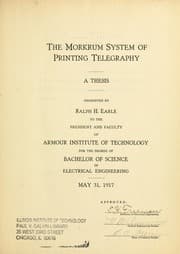 Tapa de The Morkrum system of printing telegraphy