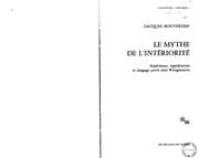 Tapa de Le Mythe de l'intériorité