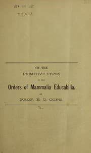 Tapa de On the primitive types of the orders of Mammalia Educabilia