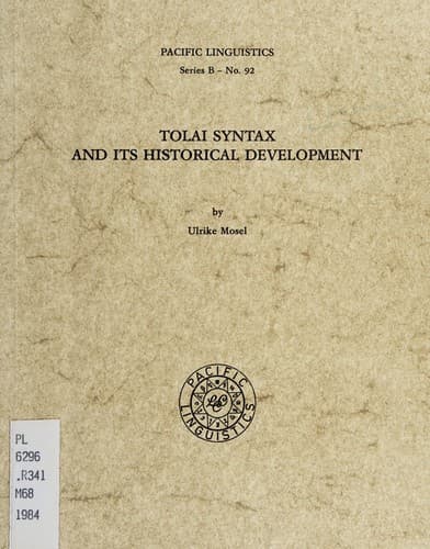Tapa de Tolai syntax and its historical development