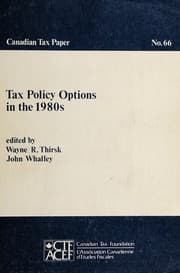 Tapa de Tax policy options in the 1980s