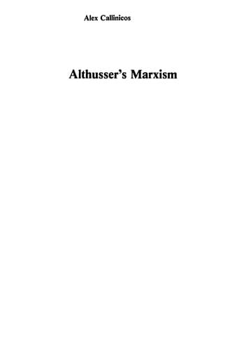 Tapa de Althusser's Marxism