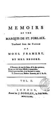 Tapa de Memoirs of the marquis de St. Forlaix, tr. by mrs. Brooke