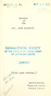 Tapa de Memoirs of the Rev. John Eagleton
