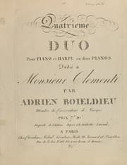 Tapa de Quatrieme duo pour piano et harpe ou deux pianos