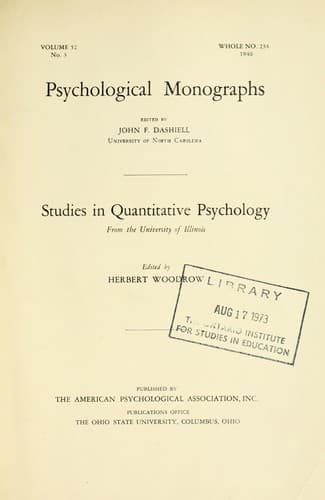 Tapa de Psychological monographs