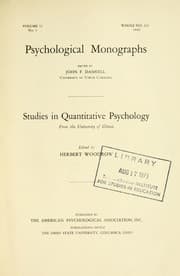 Tapa de Psychological monographs