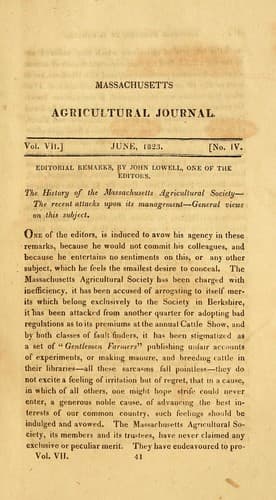 Tapa de Massachusetts agricultural journal