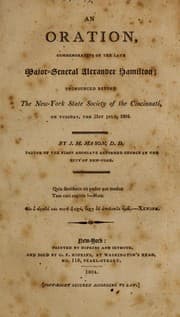 Tapa de An oration, commemorative of the late Major-General Alexander Hamilton