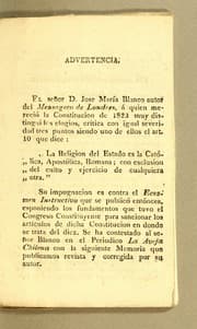 Tapa de Memoria politica sobre si conviene en Chile la libertad de cultos