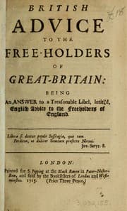 Tapa de British advice to the freeholders of Great Britain