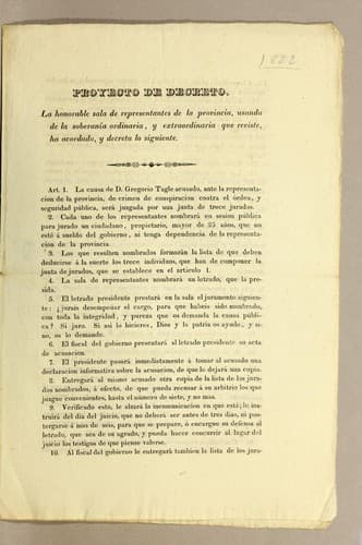 Tapa de Proyecto de decreto