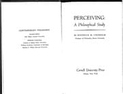 Tapa de Perceiving (Contemporary Philosophy)