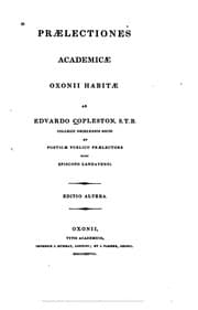 Tapa de Praelectiones academicae oxonii habitae