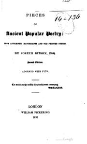 Tapa de Pieces of ancient popular poetry : from authentic manuscripts and old printed copies